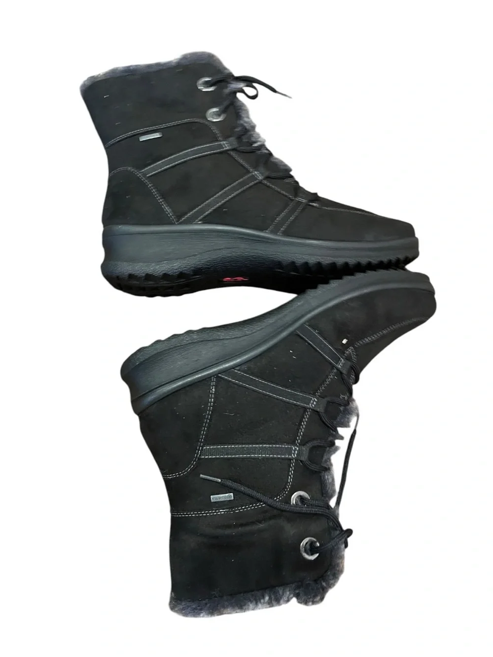 Ara Black Faux-Fur Lace-Up Winter Ankle Boots NWT EUR 39 US 8.5 9